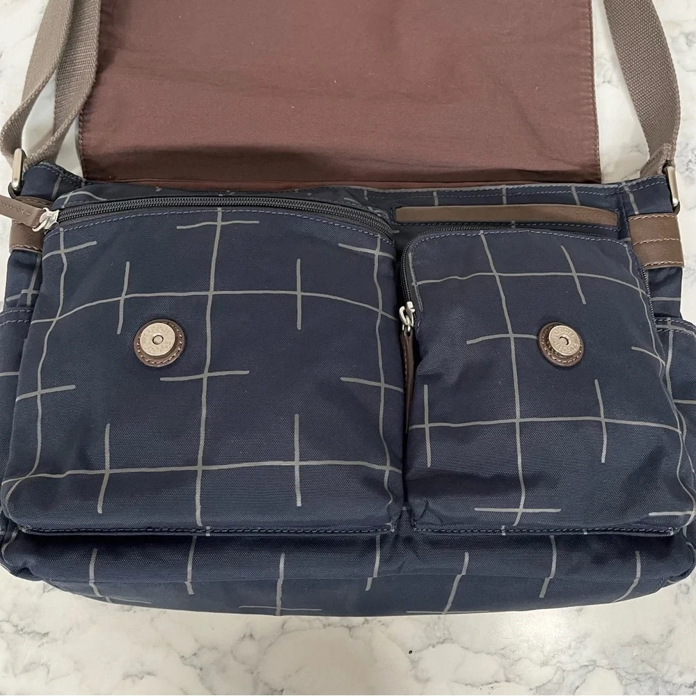 FOSSIL Field messenger crossbody laptop bag navy blue canvas